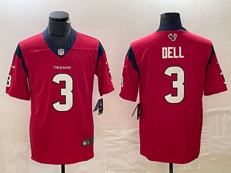 Men Houston Texans #3 Dell Red 2023 Nike Vapor Limited NFL Jersey style 1